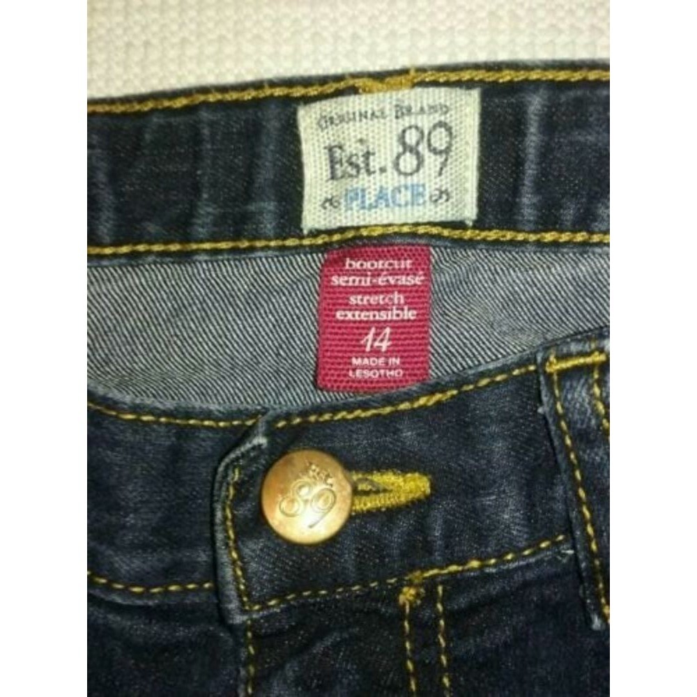 The Children's Place Dark Blue Denim Jeans with Yellow Stitching - Picture 9 of 9